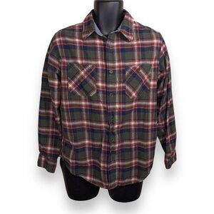MEDIUM MENS WEATHERPROOF FLANNEL SHIRT RED GREEN BLUE COTTON